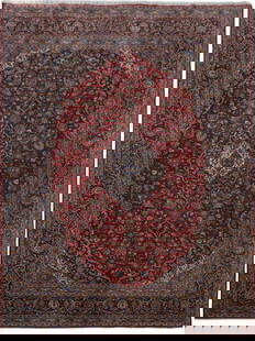 10.2 x 13.5 Kashan Signed Persian Carpet Authentic Handwoven Red Wool: 10.2 x 13.5 Kashan Signed Persian Carpet Authentic Handwoven Red Wool Indulge in the opulence of this authentic hand-knotted Persian carpet, meticulously crafted by talented artisans in Kashan, Iran.