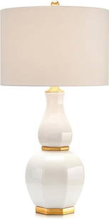 John-Richard Mid-Century Modern Ginger Jar Table Lamp Cream Gold: John-Richard Mid-Century Modern Ginger Jar Table Lamp Cream Gold Illuminate your space with this elegant table lamp, designed in a charming antique or vintage style. Crafted with a round shade and fea