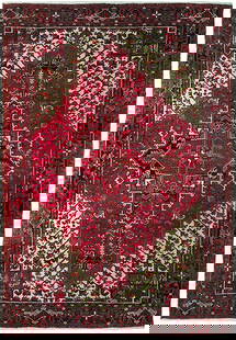 Handcrafted 8 x 11 Persian Heriz Carpet Wool Rug from Iran: Handcrafted 8 x 11 Persian Heriz Carpet Wool Rug from Iran Enhance your living space with this exquisite 8 x 11 Estate Rug, handcrafted by skilled artisans in the Heriz region of Iran. This Persian He