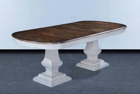 Antique White Rustic Pecan Tuscan Pastry Table: Antique White Rustic Pecan Tuscan Pastry Table This elegant Rustic Pecan and Antique White Tuscan Pastry Table beautifully combines vintage charm with modern functionality. Crafted from solid wood, it