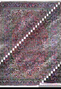 6'4 x 10' Red Violet Purple Antique Persian Heriz Area Rug: 6'4 x 10' Red Violet Purple Antique Persian Heriz Area Rug Introduce timeless elegance to your home with this exquisite 6' 4" x 10' Red Violet Purple Antique Persian Heriz Rug. Handcrafted by skilled