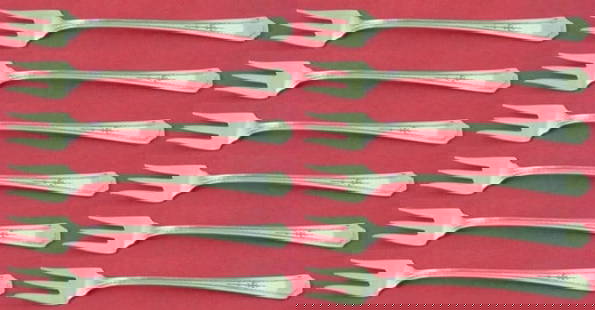Durgin Gorham Colfax Sterling Silver Cocktail Fork Set 12 Pieces 5.5 Inches: Durgin Gorham Colfax Sterling Silver Cocktail Fork Set 12 Pieces 5.5 Inches This exquisite 12-piece cocktail fork set features the elegant Colfax pattern by Durgin Gorham, crafted from high-quality st
