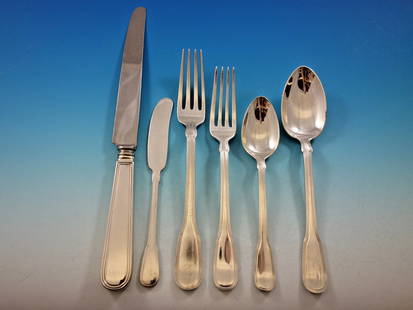 Tiffany & Co Hamilton Sterling Silver Flatware Set 72 pcs with Storage Chest: Tiffany & Co Hamilton Sterling Silver Flatware Set 72 pcs with Storage Chest Elevate your dining experience with this exquisite Hamilton Sterling Silver Flatware Set by Tiffany & Co. This 72-piece set
