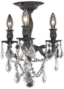 Elegant Lighting Rosalia 3-Light Dark Bronze Flush Mount Light 14H 13W 13D: Elegant Lighting Rosalia 3-Light Dark Bronze Flush Mount Light 14H 13W 13D Introducing the Elegant Rosalia Dark Bronze Flush Light, designed in an exquisite Austro-Hungarian style that adds a touch of