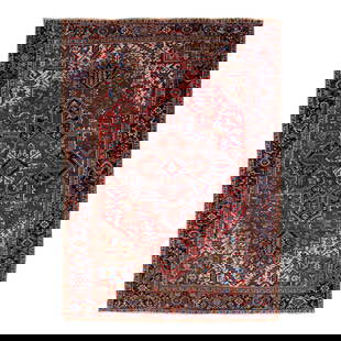 Antique Heriz Persian Wool Rug 8'2 x 11'4 Red Multicolor Medallion: Antique Heriz Persian Wool Rug 8'2 x 11'4 Red Multicolor Medallion This exquisite antique Heriz rug features a stunning red color field, hand-knotted from high-quality wool. The all-over multicolor me