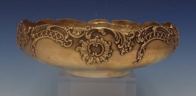 Whiting Dresden Sterling Silver Footed Fruit Bowl 2.5" Tall 8.75" Wide: Whiting Dresden Sterling Silver Footed Fruit Bowl 2.5" Tall 8.75" Wide This impressive fruit bowl from the Dresden pattern by Whiting is crafted from sterling silver, showcasing an exquisite applied f