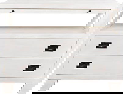 Elegant White Wash Mahogany 2-Drawer Table with Shelf 30H 40W 19.5D: Elegant White Wash Mahogany 2-Drawer Table with Shelf 30H 40W 19.5D This elegant Traditional White 2-Drawer Mahogany Table features a beautiful white wash finish that complements any decor. The table