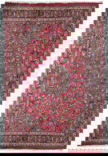 6'3 x 9'7 Pink Semi-Antique Persian Tabriz Hand-Knotted Area Rug: 6'3 x 9'7 Pink Semi-Antique Persian Tabriz Hand-Knotted Area Rug Introducing a stunning Pink Semi-Antique Persian Tabriz Rug, meticulously handcrafted by skilled Persian artisans. This exquisite area