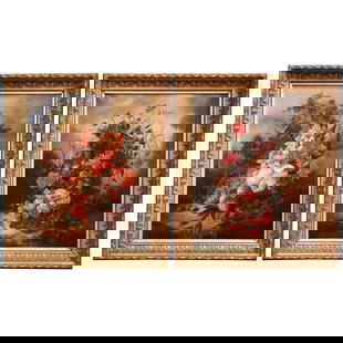 Antique 19th Century French Still Life Flower Paintings Set of 2 in Gilt Frames: Antique 19th Century French Still Life Flower Paintings Set of 2 in Gilt Frames This stunning pair of 19th Century French still life flower paintings brings a vibrant touch to any space. Crafted circa