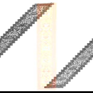 Antique Ivory Tribal Heriz Serapi Runner 34 x 157 in Persian Wool: Antique Ivory Tribal Heriz Serapi Runner 34 x 157 in Persian Wool This exquisite Ivory Tribal Heriz Serapi Runner features a stunning geometric pattern set against a rich ivory field. Crafted from hig