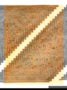 Vintage Turkish Oushak Hand-Knotted Wool Rug 10'5 x 12'4 Orange Floral: Vintage Turkish Oushak Hand-Knotted Wool Rug 10'5 x 12'4 Orange Floral Discover the charm of this exquisite vintage Turkish hand-knotted wool rug, featuring a striking beige field adorned with an all-