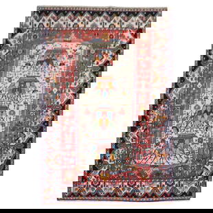 Vintage Persian Bakhtiari Hand-Woven Wool Rug 4'6 x 6'5 Iran 1940: Vintage Persian Bakhtiari Hand-Woven Wool Rug 4'6 x 6'5 Iran 1940 This stunning Persian Bakhtiari rug showcases a vibrant array of colors, reflecting the traditional craftsmanship of its origin. Hand-