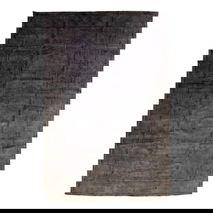 Handmade Gray Floral Wool Rug 12'2 x 18'3 Oversized Modern Design: Handmade Gray Floral Wool Rug 12'2 x 18'3 Oversized Modern Design Experience the elegance of this modern overdyed hand-knotted wool rug, featuring a stunning gray field adorned with earthy tones in an