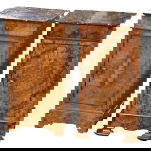 Set of 2 Antique French Louis XV Walnut Cabinets with Marble Tops: Set of 2 Antique French Louis XV Walnut Cabinets with Marble Tops Enhance your bedroom with this exquisite set of two late 19th-century French Louis XV bedside cabinets, beautifully crafted from walnu