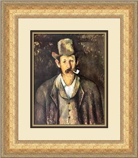 Paul Cezanne Portrait of a Man with Pipe Custom Framed Print 20 x 18: Paul Cezanne Portrait of a Man with Pipe Custom Framed Print 20 x 18 This exquisite custom framed print features Paul Cezanne's renowned artwork, "Portrait of a Man with a Pipe." The medium-sized prin