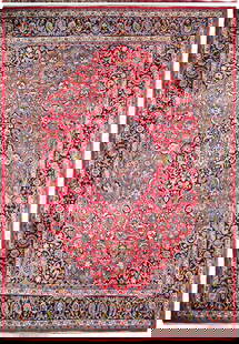 9.6 x 13.4 Red Semi-Antique Persian Kashan Rug Handmade Wool: 9.6 x 13.4 Red Semi-Antique Persian Kashan Rug Handmade Wool Experience the allure of tradition with this stunning 9.6 x 13.4 Red Semi-Antique Persian Kashan Rug. Handcrafted by skilled Persian artisa