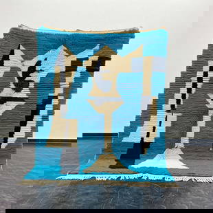 Picasso Inspired Handmade knoted Rug 69" x 138" Natural Wool: Picasso Inspired Handmade knoted Rug 69" x 138" Natural Wool PLEASE NOTE: Framed Large or heavy items do not have shipping costs included. The exact shipping cost will be added to your invoice post au
