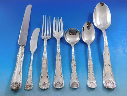 Tiffany & Co. Wave Edge Sterling Silver Flatware Set 85 Pieces by Charles Grosjean: Tiffany & Co. Wave Edge Sterling Silver Flatware Set 85 Pieces by Charles Grosjean Enhance your dining experience with the exquisite Wave Edge Flatware Set by Tiffany & Co. This stunning 85-piece ster
