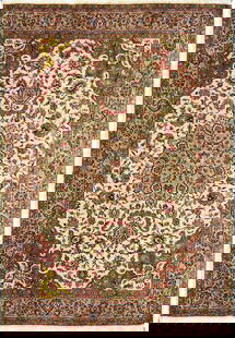 6 x 10 Authentic Persian Tabriz Rug Hand-Knotted 400 KPSI Wool Silk: 6 x 10 Authentic Persian Tabriz Rug Hand-Knotted 400 KPSI Wool Silk Immerse yourself in luxury with this 6' x 10' Authentic Quality Persian Tabriz Rug, expertly crafted with a remarkable 400 knots per