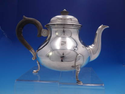 Jezler Swiss .800 Silver Tea Pot with Ebony Handle 9 3/4 x 8 1/2: Jezler Swiss .800 Silver Tea Pot with Ebony Handle 9 3/4 x 8 1/2 This exquisite Jezler Swiss .800 Silver Tea Pot is a stunning addition to any collection. Crafted with an elegant ebony handle and fini