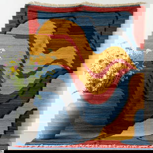 Picasso Inspired Handmade knoted Rug 108" x 217" Natural Wool: Picasso Inspired Handmade knoted Rug 108" x 217" Natural Wool PLEASE NOTE: Framed Large or heavy items do not have shipping costs included. The exact shipping cost will be added to your invoice post a