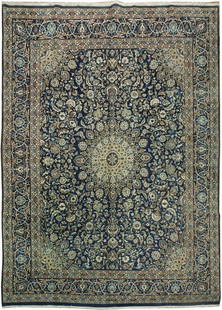 Handcrafted Blue Persian Kashan Rug 9'4 x 12'9 Traditional Design: Handcrafted Blue Persian Kashan Rug 9'4 x 12'9 Traditional Design This exquisite 9' 4" x 12' 9" Blue Persian Kashan rug is handcrafted by skilled Persian artisans, showcasing traditional Persian desig