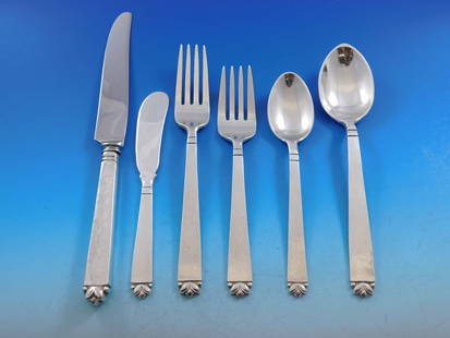 Old Newbury Crafters Oak Leaf Sterling Silver Flatware Set 48 Pieces Service for 8: Old Newbury Crafters Oak Leaf Sterling Silver Flatware Set 48 Pieces Service for 8 Introducing the Oak Leaf Sterling Silver Flatware Set by Old Newbury Crafters, a stunning collection that showcases t