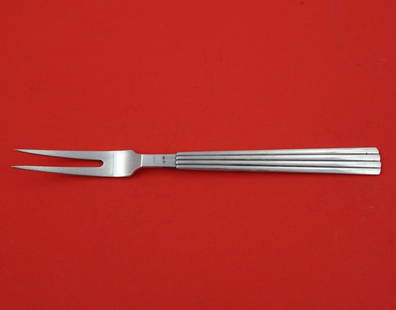 Georg Jensen Bernadotte Sterling Silver 2-Tine Cold Meat Fork 8 1/4": Georg Jensen Bernadotte Sterling Silver 2-Tine Cold Meat Fork 8 1/4" This exquisite cold meat fork is part of the Bernadotte pattern by Georg Jensen, crafted from high-quality sterling silver. Featuri