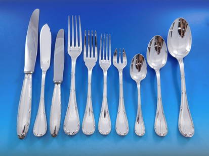 Rubans by Christofle 131 Piece Silverplate Flatware Set France: Rubans by Christofle 131 Piece Silverplate Flatware Set France Discover the exquisite Rubans by Christofle Silverplate Flatware Service Set, comprising 131 pieces crafted in France. This elegant set f