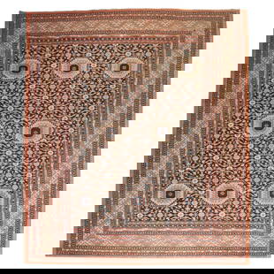 Oversized Khotan Style Vintage Samarkand Rug Wool Hand-Crafted 132 x 175 in: Oversized Khotan Style Vintage Samarkand Rug Wool Hand-Crafted 132 x 175 in This oversize vintage-inspired Samarkand rug features a captivating Khotan style, perfect for enhancing the aesthetics of an