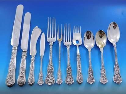Tiffany & Co Olympian Sterling Silver Flatware Set 139 Pieces with Storage Chest: Tiffany & Co Olympian Sterling Silver Flatware Set 139 Pieces with Storage Chest Discover the exquisite Olympian Flatware Set by Tiffany & Co., featuring a stunning collection of 139 pieces crafted fr