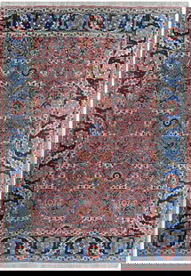 6'10 x 9'7 Coral Semi-Antique Persian Tabriz Heriz Rug: 6'10 x 9'7 Coral Semi-Antique Persian Tabriz Heriz Rug Enhance your living space with this stunning Coral Semi-Antique Persian Tabriz Heriz Rug. Measuring 6' 10" x 9' 7", this exquisite rug features t