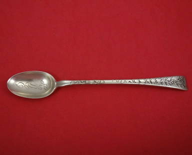 Tiffany & Co 6 Inch Sterling Silver Parfait Spoon Lap Over Edge Acid Etched Foliage: Tiffany & Co 6 Inch Sterling Silver Parfait Spoon Lap Over Edge Acid Etched Foliage This exquisite sterling silver parfait spoon, measuring 6 inches, is crafted by Tiffany & Co. It features the Lap Ov