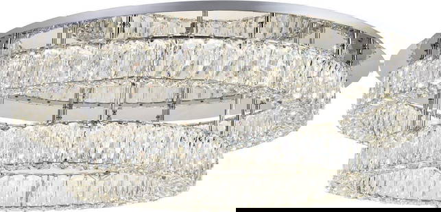 Elegant Lighting Monroe Flush-Mount LED Ceiling Light 7.90H 33.50W Crystal: Elegant Lighting Monroe Flush-Mount LED Ceiling Light 7.90H 33.50W Crystal Illuminate your space with the Monroe LED Light, a stunning flush-mount ceiling light that combines elegance and functionalit