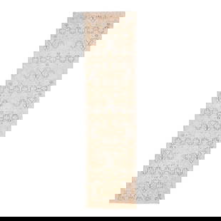 Vintage Persian Hamadan Beige Wool Runner 2'3" x 8'8" Geometric Design: Vintage Persian Hamadan Beige Wool Runner 2'3" x 8'8" Geometric Design This stunning vintage Persian Hamadan wool runner showcases a beautiful beige field adorned with an ivory frame and elegant sky b