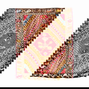 Authentic Gocmen Handmade Kilim Rug 220 x 314 cm Wool: Authentic Gocmen Handmade Kilim Rug 220 x 314 cm Wool Introducing an authentic handmade Gocmen Kilim rug, expertly crafted from wool on wool. This stunning piece features a captivating geometric patte