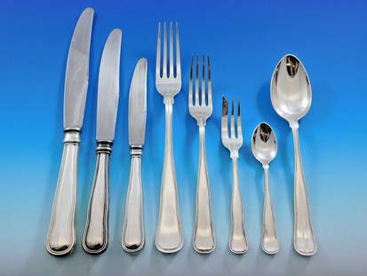 Suzuyo Fiddle Thread 950 Sterling Silver Flatware Set 54 Pieces with Storage Chest: Suzuyo Fiddle Thread 950 Sterling Silver Flatware Set 54 Pieces with Storage Chest This exquisite Fiddle Thread flatware set by Suzuyo is a stunning collection crafted from 950 sterling silver. The se