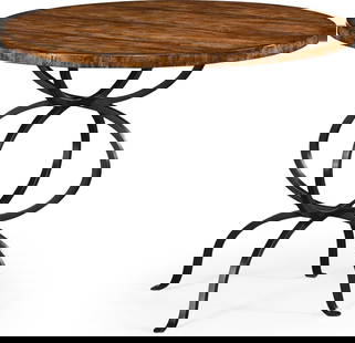 French Bistro Style Wrought Iron Center Table by Jonathan Charles: French Bistro Style Wrought Iron Center Table by Jonathan Charles Introduce a touch of French elegance to your space with this stunning bistro table crafted from durable wrought iron. This table featu