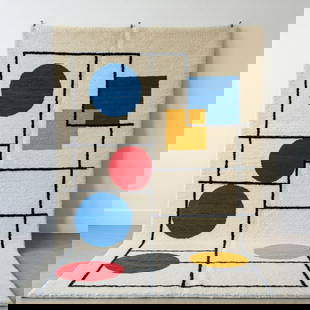 Picasso Inspired Handmade knoted Rug 89" x 177" Natural Wool: Picasso Inspired Handmade knoted Rug 89" x 177" Natural Wool PLEASE NOTE: Framed Large or heavy items do not have shipping costs included. The exact shipping cost will be added to your invoice post au