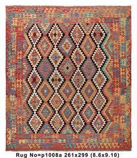 Handmade Tribal Kilim Rug 8.7 x 9.10 Eco-Friendly Wool: Handmade Tribal Kilim Rug 8.7 x 9.10 Eco-Friendly Wool Enhance your living space with the stunning 8.7 x 9.10 Flat Weave Handmade Wool Vegetable Dye Tribal Kilim Rug. This exquisite area rug exemplifi