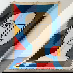 Picasso Inspired Handmade knoted Rug 98" x 197" Natural Wool: Picasso Inspired Handmade knoted Rug 98" x 197" Natural Wool PLEASE NOTE: Framed Large or heavy items do not have shipping costs included. The exact shipping cost will be added to your invoice post au