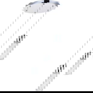 Dimmable Modern Pendant Chandelier Clear Glass Chrome 3-Light: Dimmable Modern Pendant Chandelier Clear Glass Chrome 3-Light Elevate your living space with this stunning pendant chandelier, featuring a polished chrome finish and clear glass cylindrical shades. Th