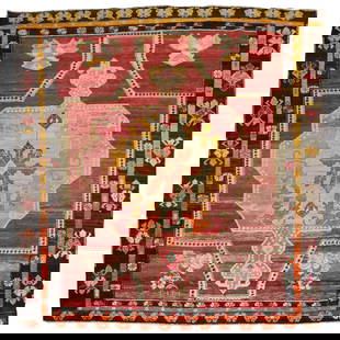 Vintage 1978 Wild Floral Turkish Kars Hand-Knotted Rug 10'8'' x 11'6'': Vintage 1978 Wild Floral Turkish Kars Hand-Knotted Rug 10'8'' x 11'6'' This exquisite Wild Floral Traditional Turkish Rug, dated 1978, showcases a stunning large-scale floral design with a vibrant pin