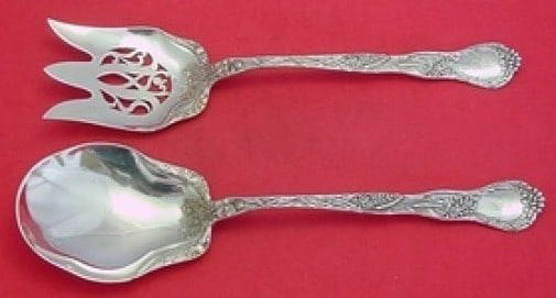 Gorham Meadow Sterling Silver Salad Serving Set 10.5" 2pc: Gorham Meadow Sterling Silver Salad Serving Set 10.5" 2pc Elevate your dining experience with this exquisite Meadow by Gorham Sterling Silver Long Salad Serving Set. Crafted in the late 19th century (