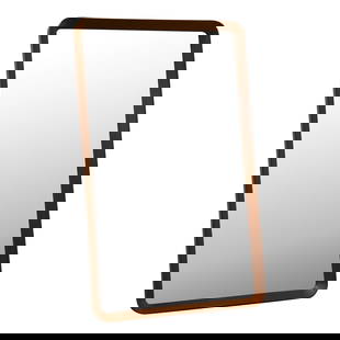 Danish Modern Teak Mirror 26.5 x 43.5 Rounded Sides: Danish Modern Teak Mirror 26.5 x 43.5 Rounded Sides This stunning mid-century modern teak mirror features elegantly rounded sides, showcasing the beauty of Danish craftsmanship. The rich brown hue of