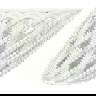 Vintage Regency Ceramic Rope Trellis Cache Pot Off-White 9"W: Vintage Regency Ceramic Rope Trellis Cache Pot Off-White 9"W Introduce a sculptural element to your decor with this vintage Regency-style rope trellis cache pot. Expertly crafted to resemble intricate
