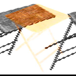 Vintage Coastal Bamboo Folding Table Chocolate 28 x 29 x 27.25: Vintage Coastal Bamboo Folding Table Chocolate 28 x 29 x 27.25 Enhance your decor with the Vintage Coastal Split Bamboo Folding Table, a piece that captures the essence of tropical charm. This table i