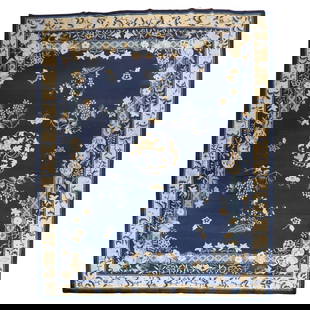 Zabihi Collection Art Deco Floral Wool Rug 107 x 138 in China: Zabihi Collection Art Deco Floral Wool Rug 107 x 138 in China Discover the exquisite craftsmanship of this authentic early-20th-century Chinese rug from the Zabihi Collection. Featuring a spacious ope