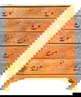 Vintage Tiger Maple Five-Drawer Chest with Brass Hardware: Vintage Tiger Maple Five-Drawer Chest with Brass Hardware Transform your space with this Vintage Tiger Maple Chest of Drawers, a stunning piece that adds warmth and texture to any interior. Crafted fr