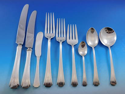 Richard Dimes Debutante 104-Piece Sterling Silver Flatware Set Art Deco B Monogram: Richard Dimes Debutante 104-Piece Sterling Silver Flatware Set Art Deco B Monogram Experience the elegance of the Debutante flatware set, crafted by Richard Dimes, renowned for its fine sterling silve
